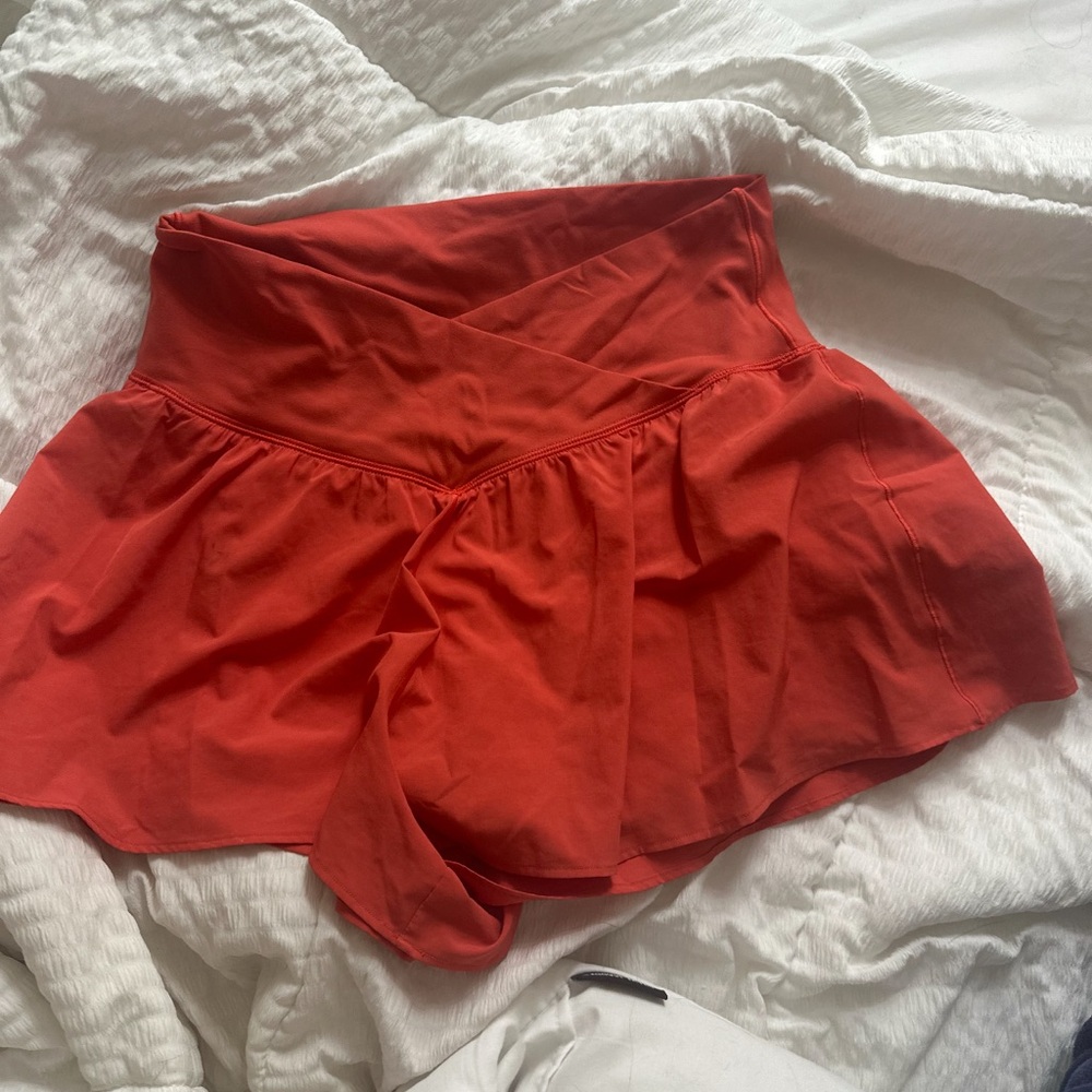 Aerie Offline Red/Orange crossover shorts